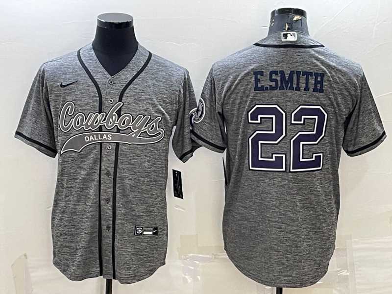 Men's Dallas Cowboys #22 Emmitt Smith Grey Gridiron With Patch Cool Base Stitched Baseball Jersey,We sell and wholesale Men's Dallas Cowboys #22 Emmitt Smith Grey Gridiron With Patch Cool Base Stitched Baseball Jersey on line form chian!